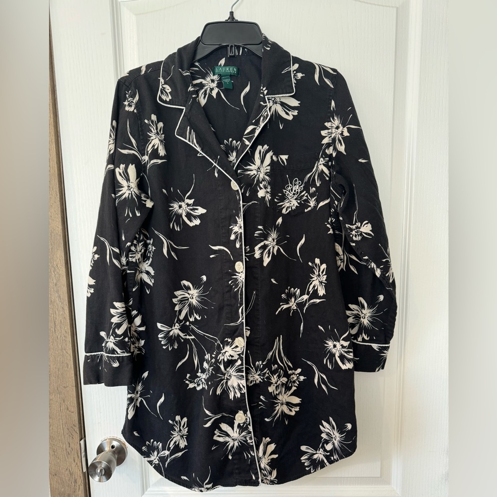 Ralph Lauren Monogram Button Front Sleep Shirts Size Large